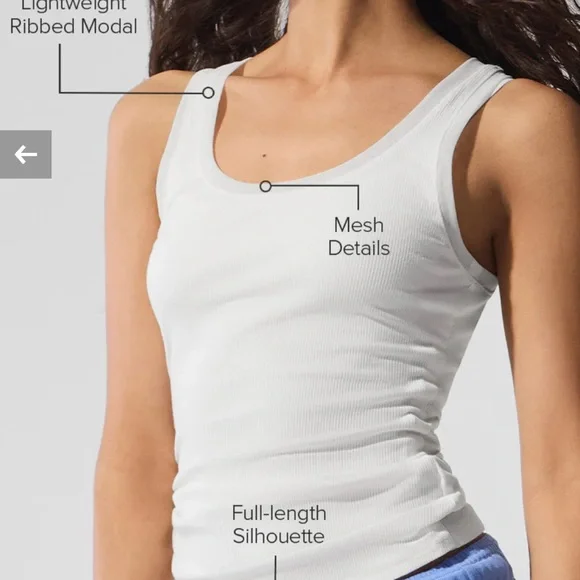 Alo Ribbed Mesh Secret Tank Top – White, Size Small, NWT Sold Out - Picture 2 of 3